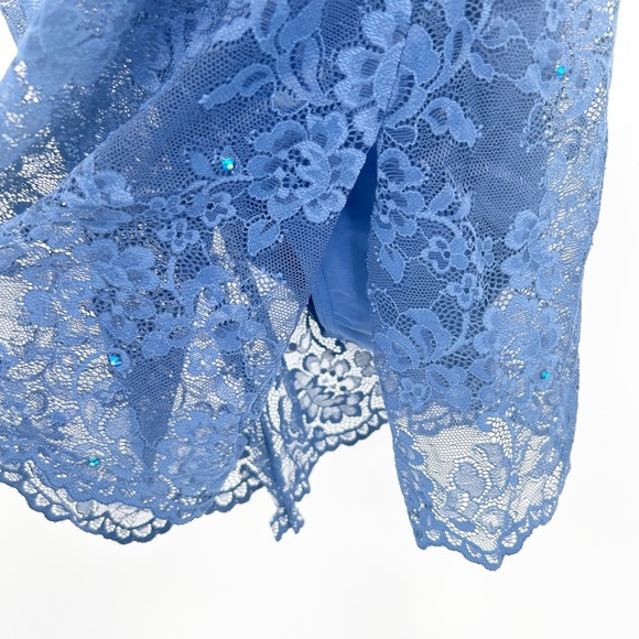 Balera Blue Floral Lace Rhinestone Lyrical Dance Costume Dress Leotard Size SA - Picture 4 of 8